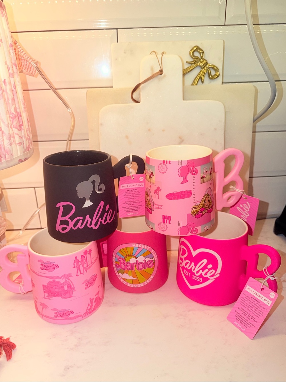 Barbie Ceramic Mug Collection Bundle – 5 Mugs – New With Tags
